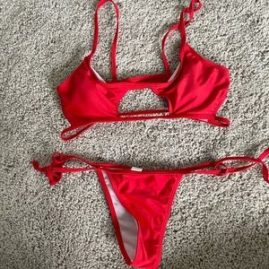 Seed string cut out  side tie cheeky bikini